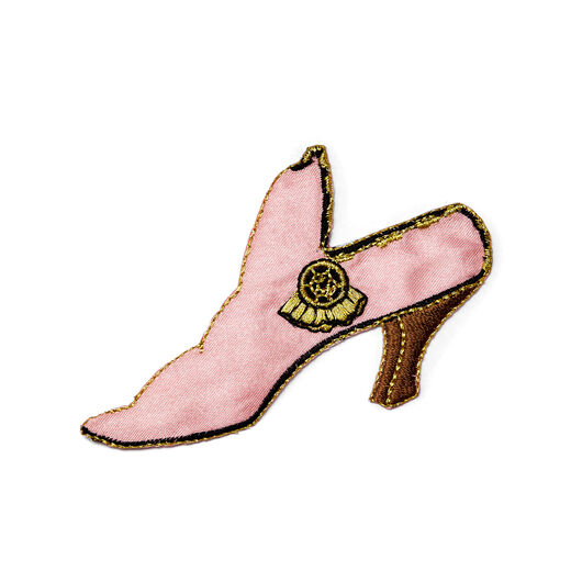 Pink slipper shoe embroidery patch
